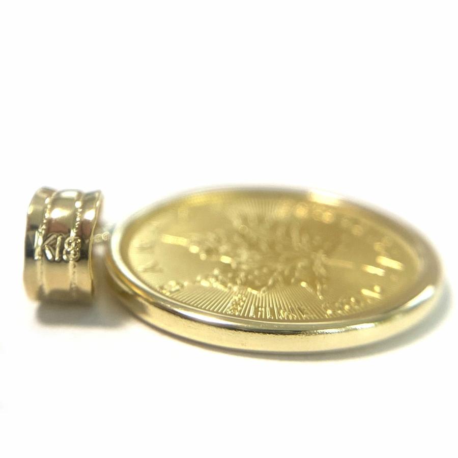 K24 純金 人気のメイプルリーフ金貨 1/10oz K18枠 ペンダントトップ