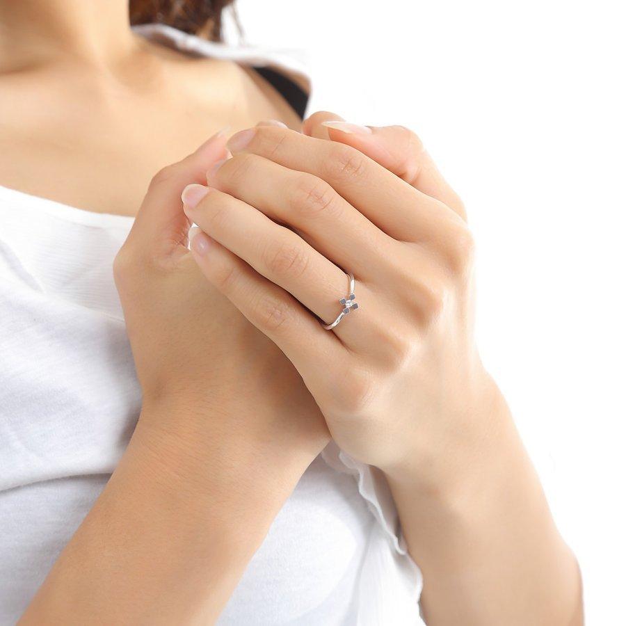 K18 ホワイトゴールド 希少ピンクダイヤモンド シンプルリング tomatosarada K18 18金 0.04ct ダイヤモンドリング 菱デザイン