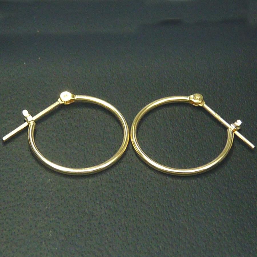 2個ペア）K18 18金 イエローゴールド 定番 フープピアス 1mm×15mm 