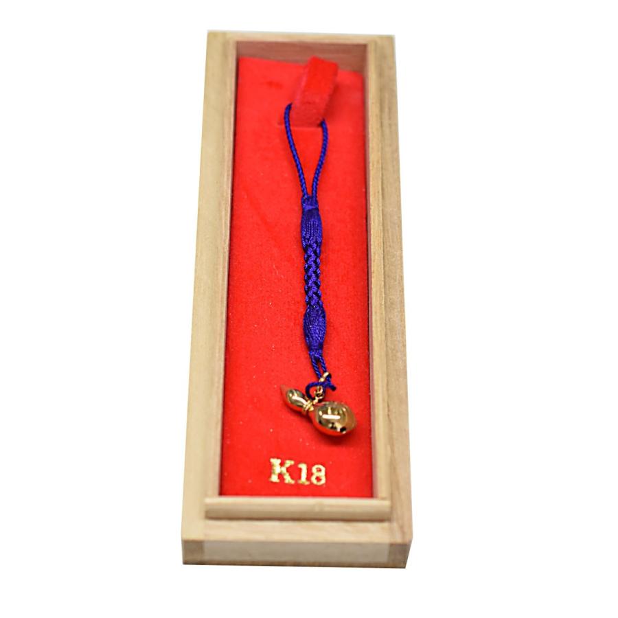 K18根付け（桐ケース付き）　へちま　鈴　Ｋ18　17ｍｍ×8ｍｍ　約0.84ｇ 84ｇ