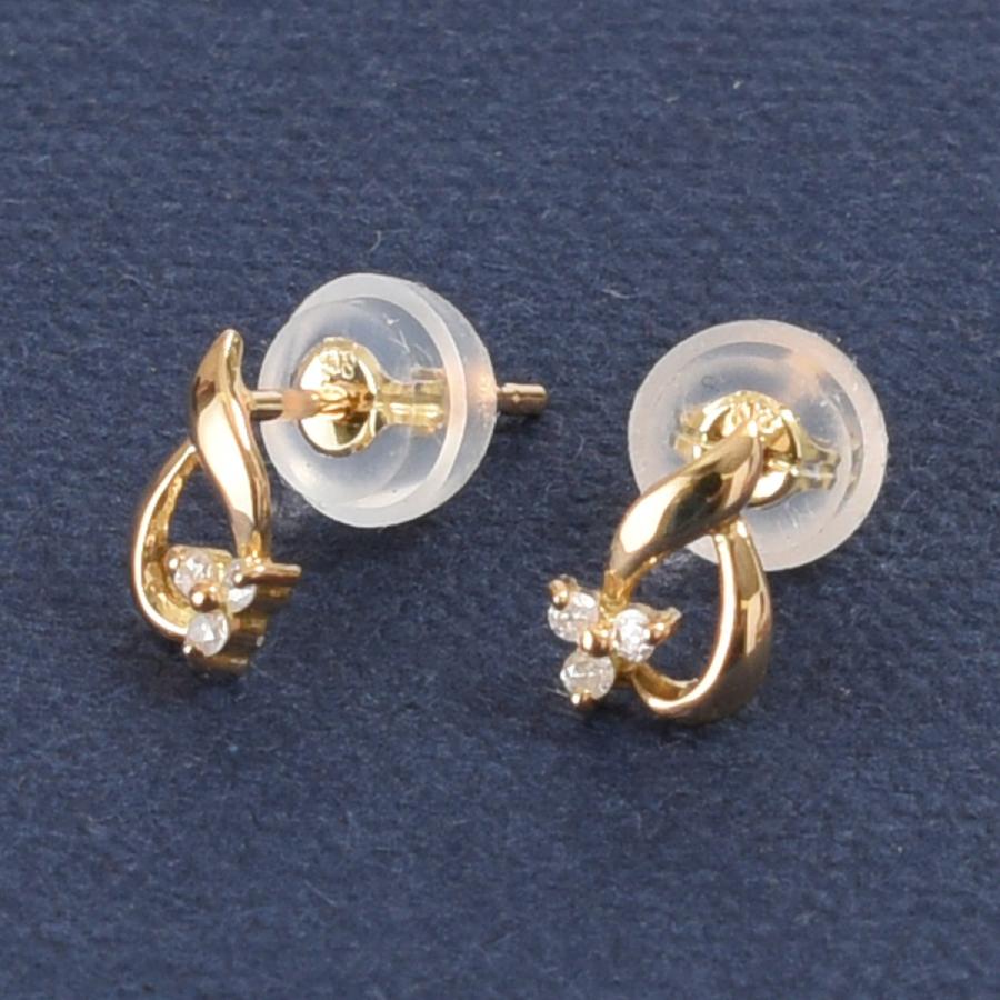 K18　18金　イエローゴールドダイヤピアス 雫フラワーデザイン_1