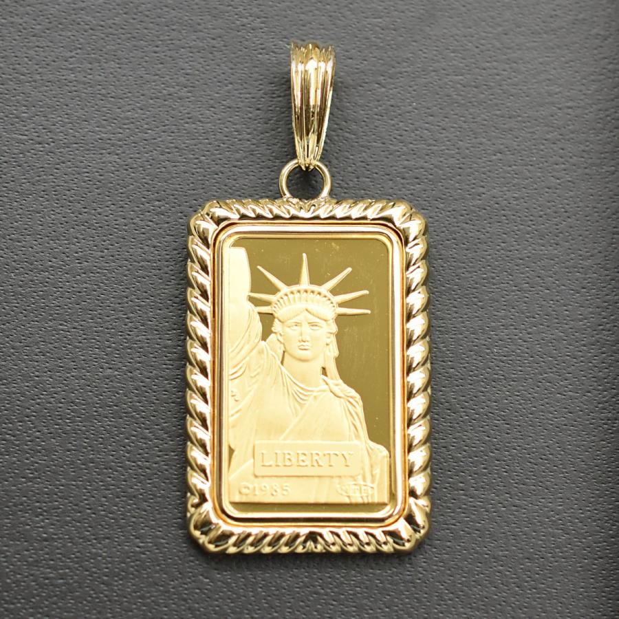★動作確認済み リバティコイン　K24（純金　K24）　10ｇ　リバティコイン インゴット　自由の女神　金貨　K18枠付きペンダントトップ 【FK3256395503】(118250円)