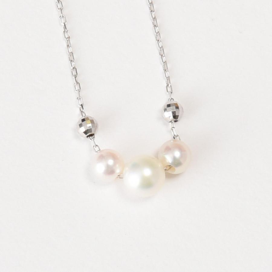 tomatosarada K18WG アコヤ真珠ネックレス 4.5mm.5mm.3mm【宅急便送料 