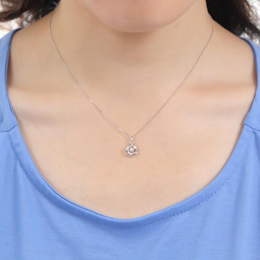 揺れるダイヤペンダント K18WGネックレス tomatosarada K18WG 揺れる ダンシングストーン ダイヤモンド