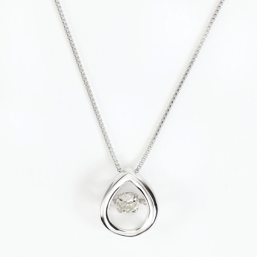 揺れるダイヤペンダント K18WGネックレス tomatosarada K18WG 揺れる ダンシングストーン ダイヤモンド