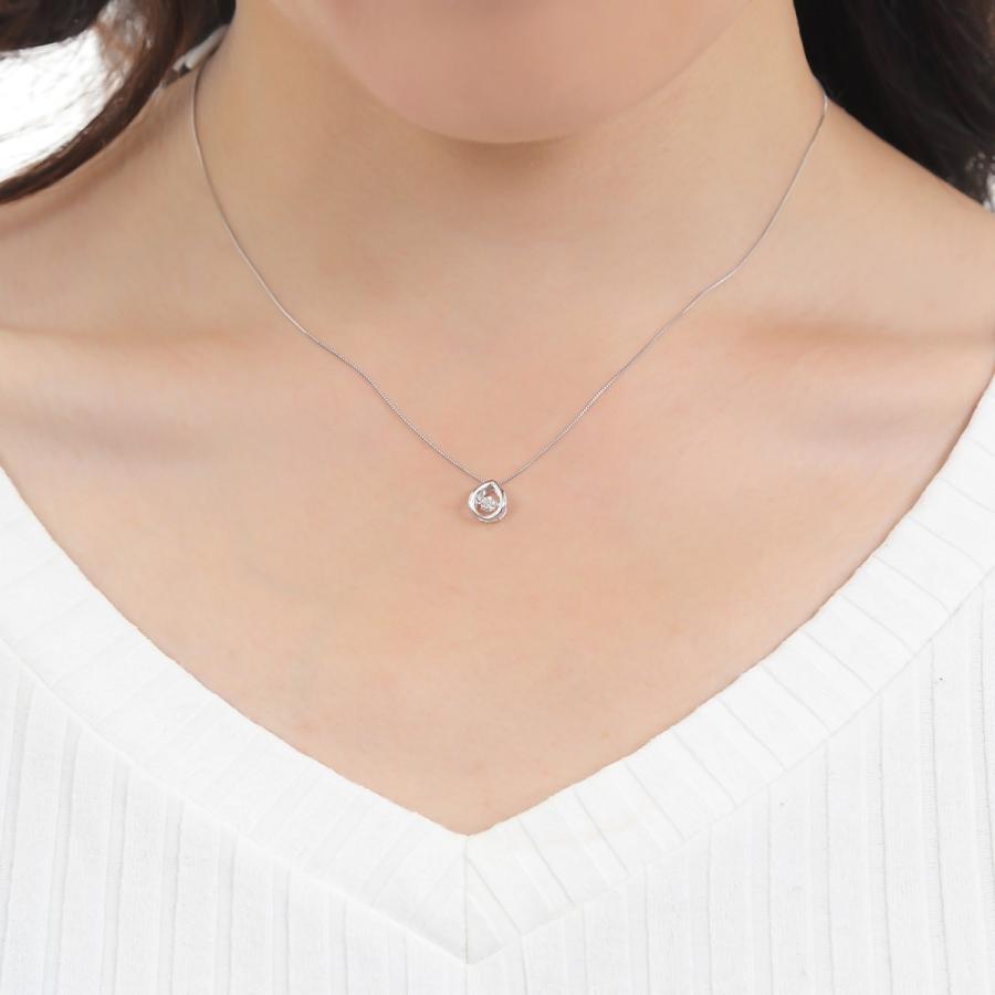 揺れるダイヤペンダント K18WGネックレス tomatosarada K18WG 揺れる ダンシングストーン ダイヤモンド