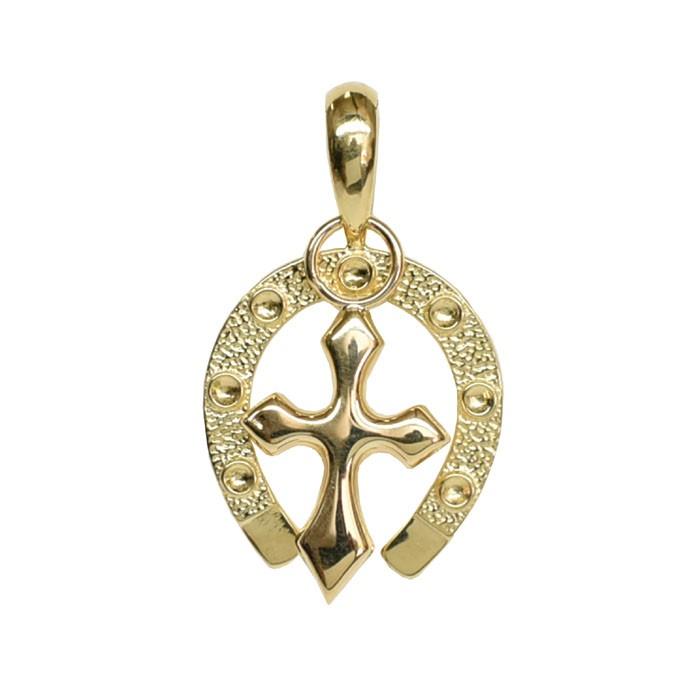 K18 18金　馬蹄クロス　ペンダントトップ　17ｍｍ×15ｍｍ