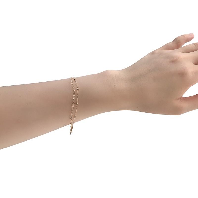 tomatosarada K18 18金 ハート＆アズキ2連ミラーボール ブレスレット