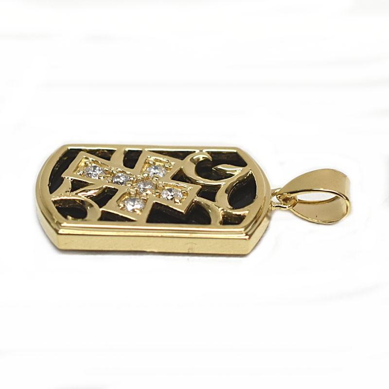 tomatosarada K18 18金 オニキス/クロス ダイヤペンダントトップ