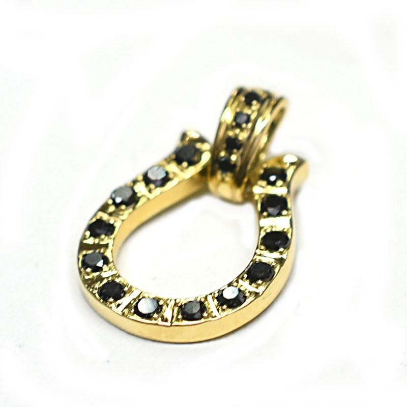 K18 18金 ブラックダイヤ 馬蹄 ダイヤ0.3ctペンダントトップ  