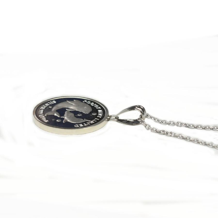 純銀　イルカ コイン Pobjoy Mint　 1/10オンス　ネックレス(シルバー925チェーン付き) POBJOY MINT LIMITED SILVER 999 1/10 ozの画像