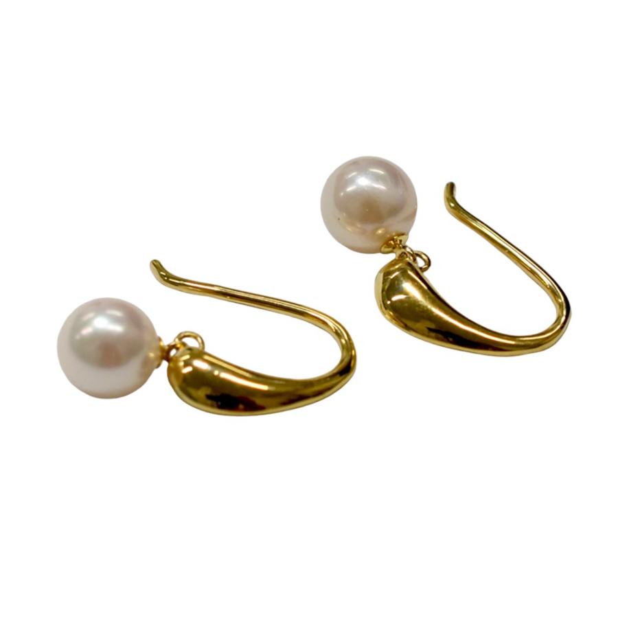 tomatosarada K18 18金 イエローゴールド あこや真珠 ピアス