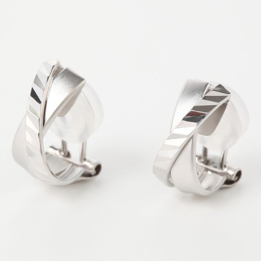 K14WG バツ・クロスデザイン クリップ式イヤリング【シリコンカバー  