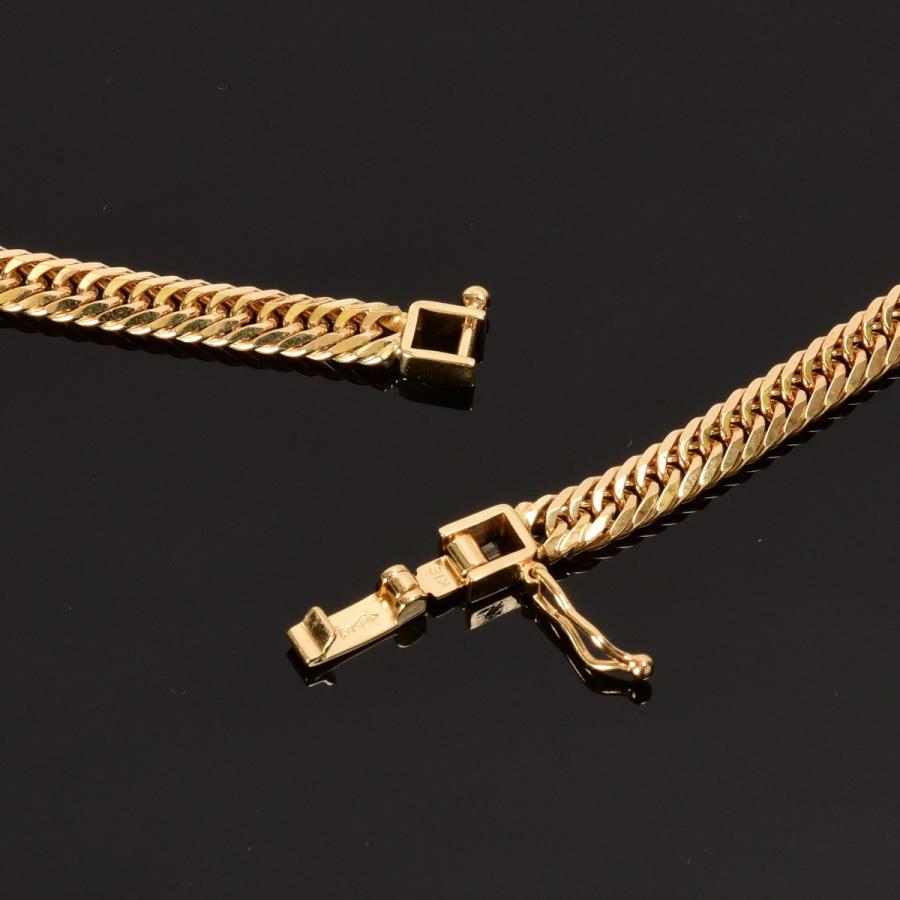 喜平8面トリプル平 K18メッキ 中折れ金具 セーフティー付き 喜平