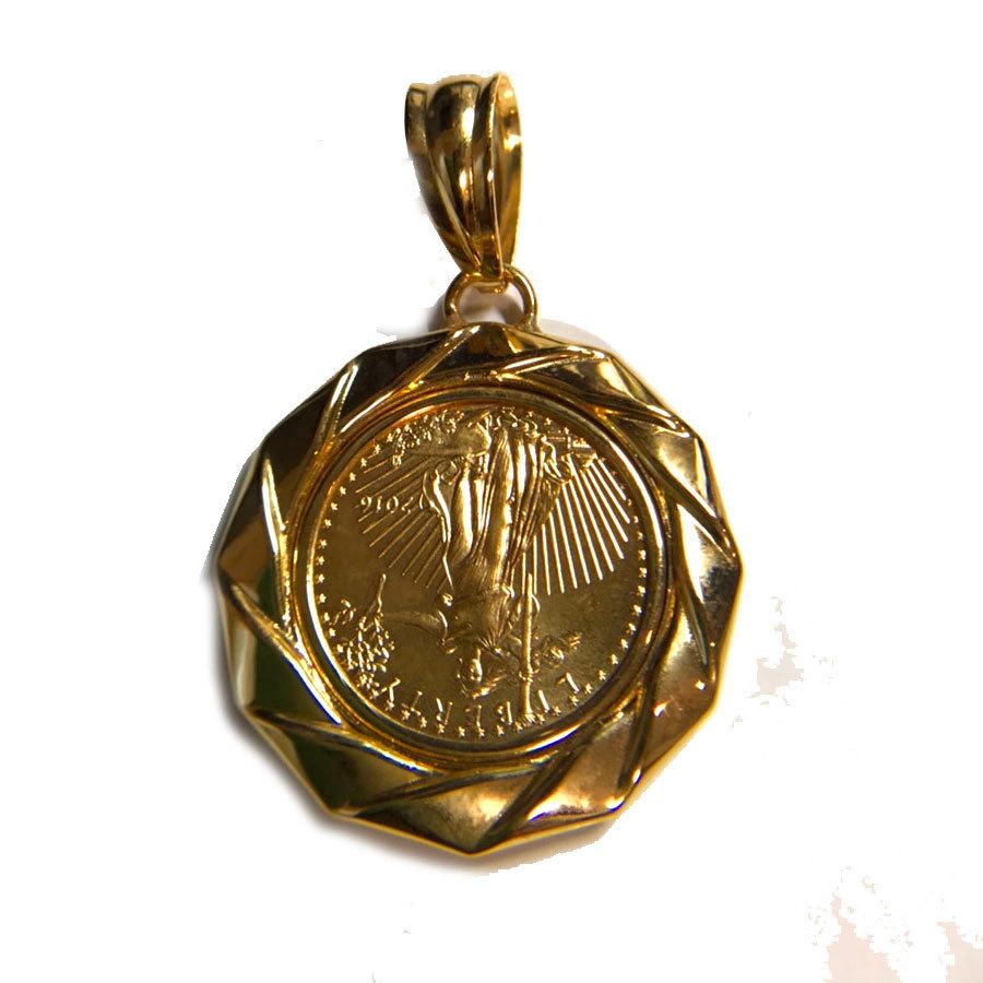 イーグルコイン K22 (22金) 1/10オンス K18枠付きペンダントトップ