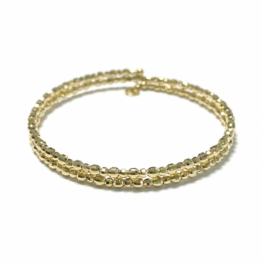 K18　リング 18金 ミラーボールカット 形状記憶 2連 スパイラル フリーサイズ 18k ブレスレットの画像