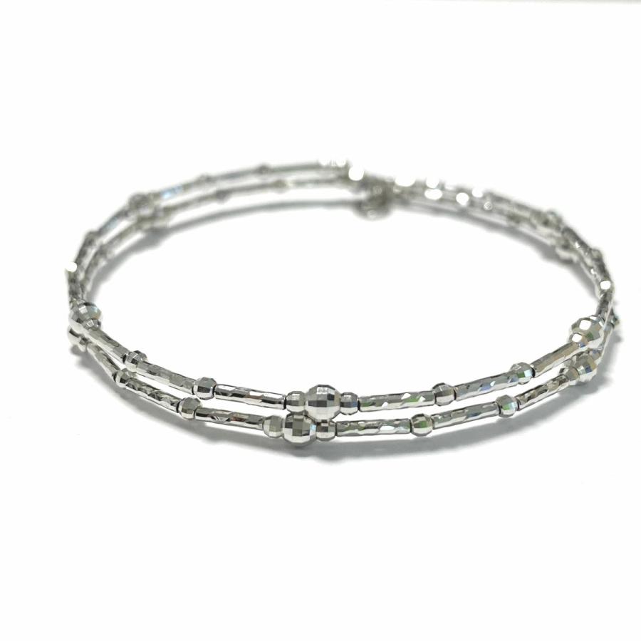 K18　リング 18金 ミラーボールカット 形状記憶 2連 スパイラル フリーサイズ 18k ブレスレットの画像