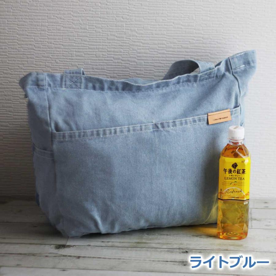 トートバッグ 超ビッグデニムトート 革タグ付き デニム生地 ジムバッグ