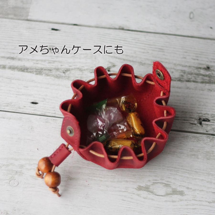 【鑑定済み！】エルメス 巾着 ポーチ レザー レッド 小物入れ ミニポーチ 鑑定済み！】エルメス 巾着 ポーチ レザー レッド 小物入れ ミニポーチ