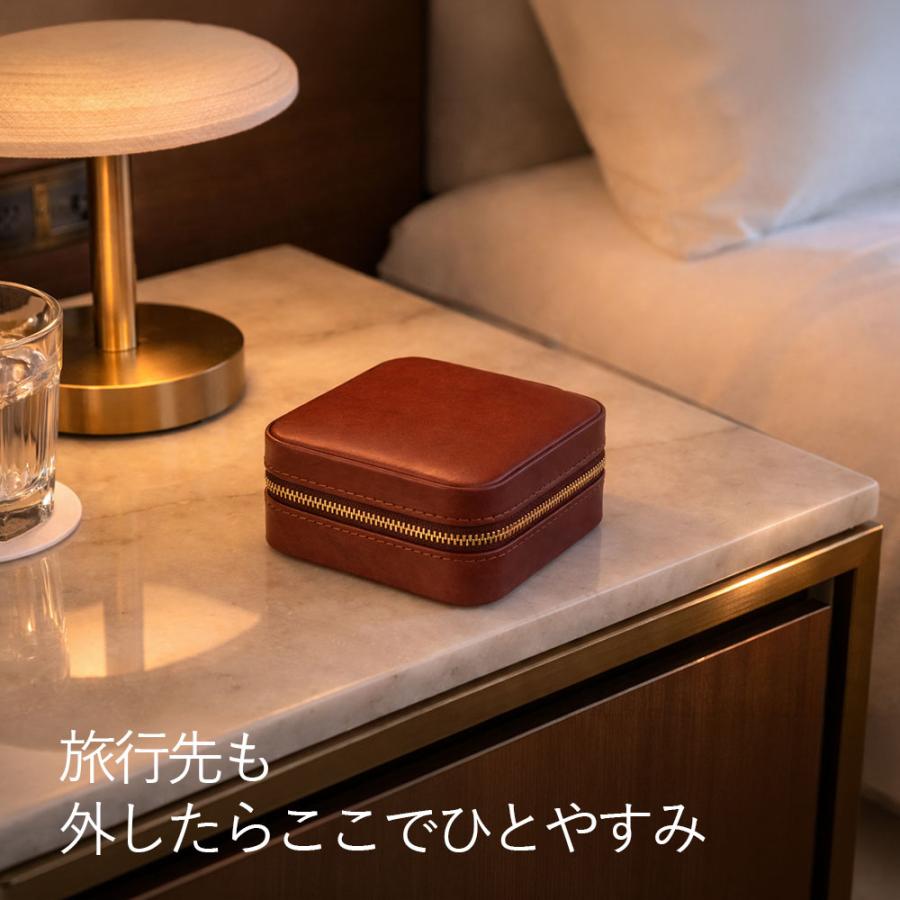 □本革 アクセサリーケース スクエア ジュエリーボックス 携帯用 持