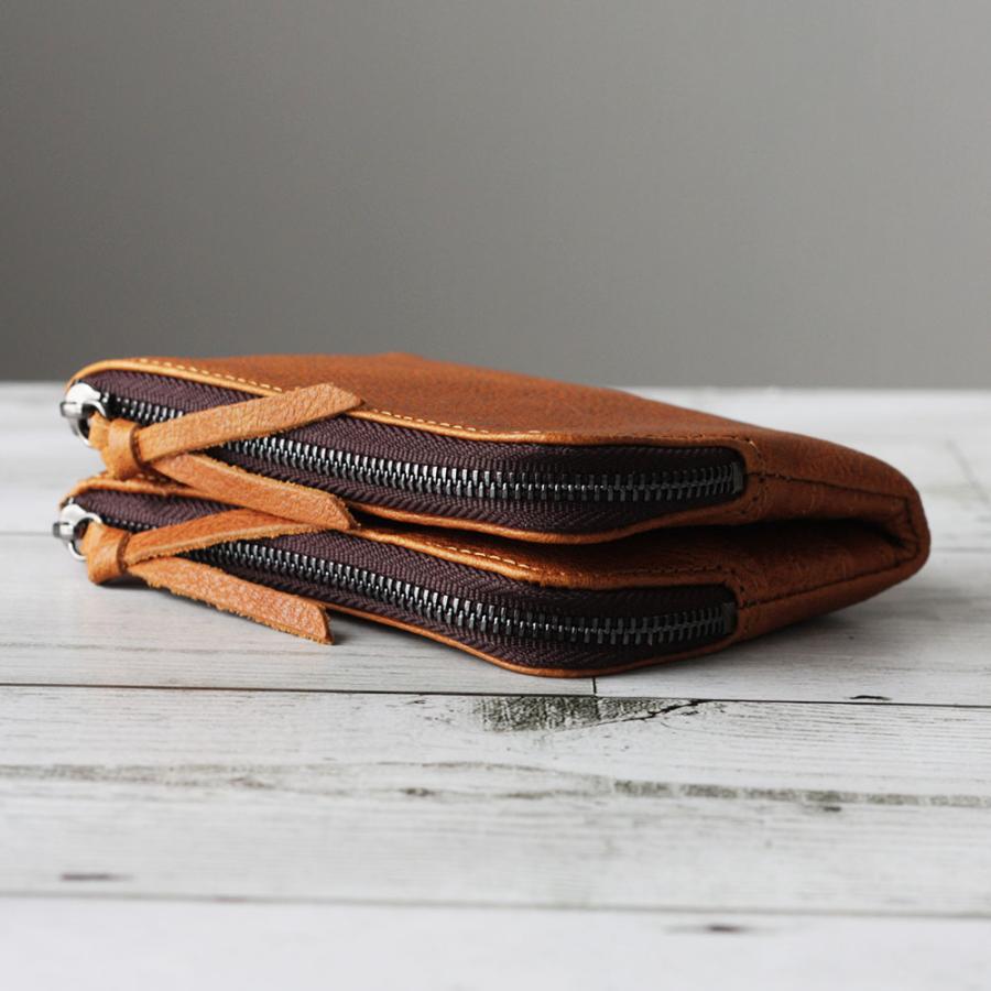 財布 二つ折り財布 ダブルウォレット 小銭入れ2つ 仕切り 家計管理財布