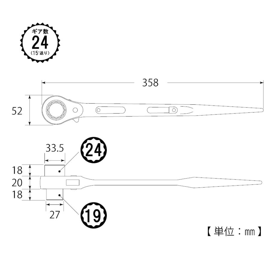 トップ工業　両口ラチェットレンチ　RM-19×24｜tomboya｜02