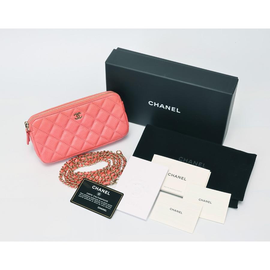 シャネル / CHANEL　マトラッセ チェーン ウォレット / ショルダーバッグ　A82527　キャビアスキン　ピンク 【中古】 商品番号 70158 CHANEL（シャネル） マトラッセ チェーン ウォレット A82527 キャビア