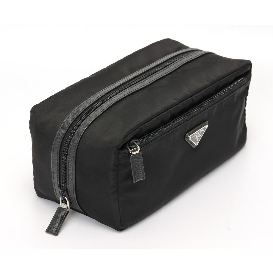 PRADA Re-nylon × サフィアーノレザー ポーチ 2NA029 PRADA（プラダ） Re-Nylon x サフィアーノレザー トラベルポーチ