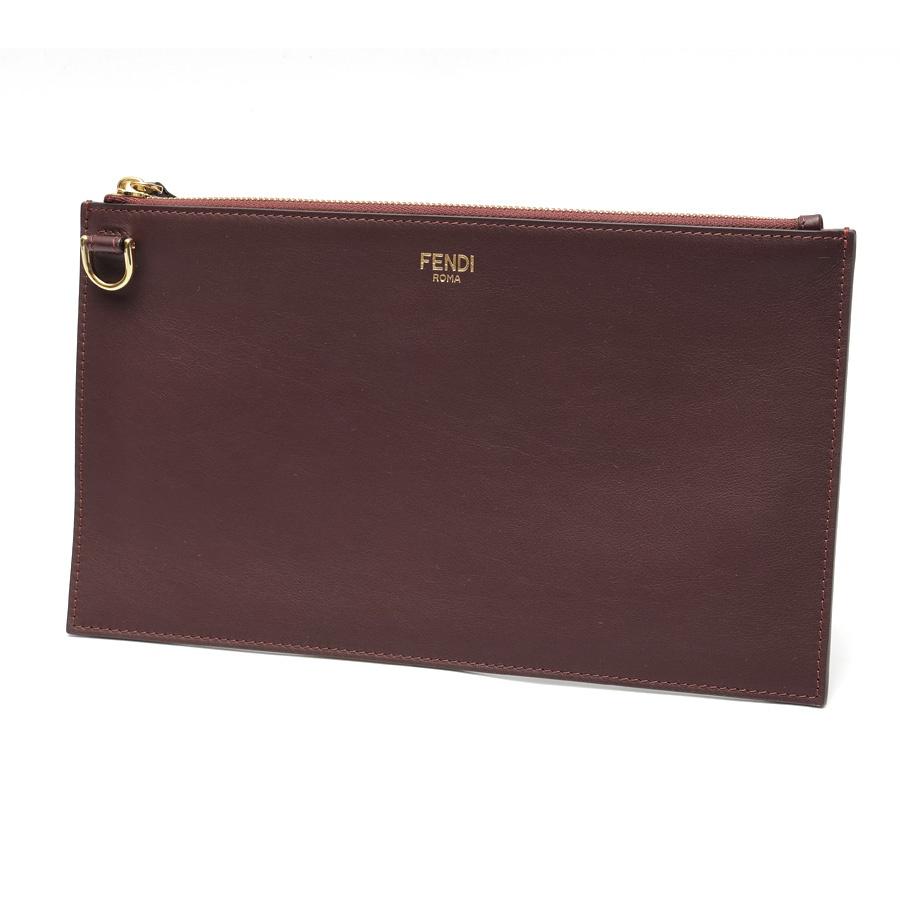 フェンディ / FENDI　フラットバゲット スリム クラッチ バッグ ミディアム　8N0149　レザー　ボルドー系 【中古】 商品番号 S-160070 FENDI（フェンディ） フラットバゲット スリム クラッチ バッグ
