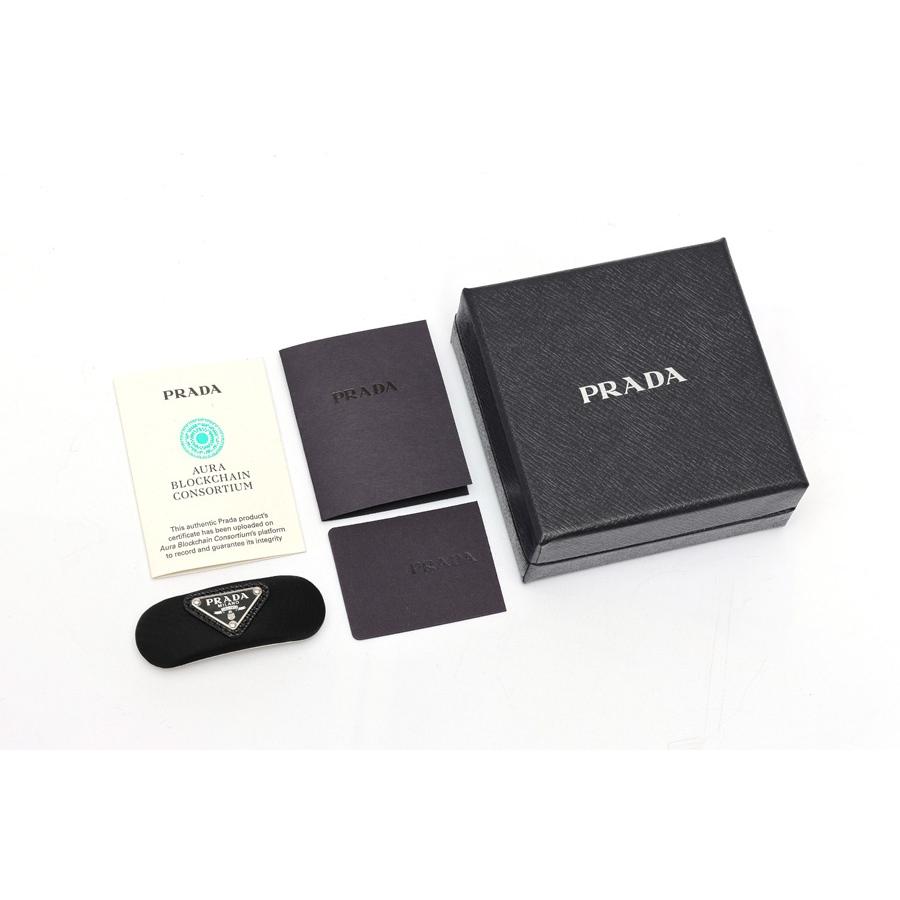 プラダ / PRADA　トライアングル ロゴ ヘアクリップ / バレッタ　1IF129　ナイロン/メタル　ブラック/シルバー金具 【中古】 商品番号 S-159978 PRADA（プラダ） トライアングル ロゴ ヘアクリップ / バレッタ 1IF129