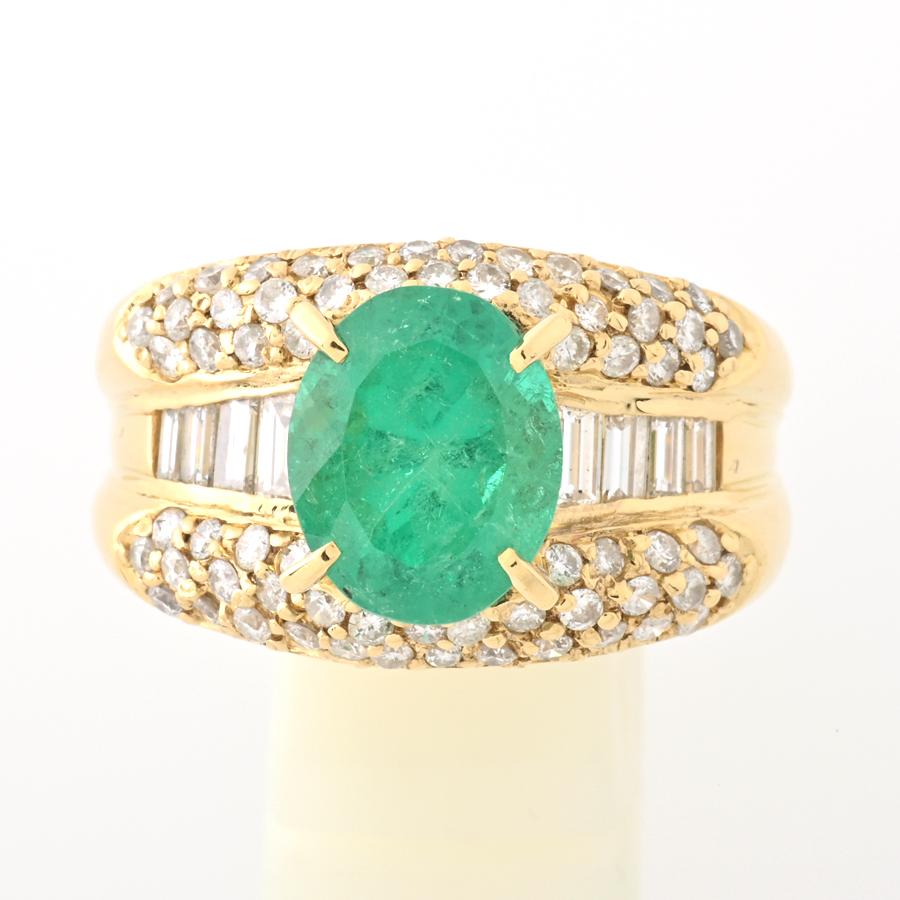 K18 エメラルド リング E=2.94ct D=1.10ct #13 【中古】 商品番号 B 