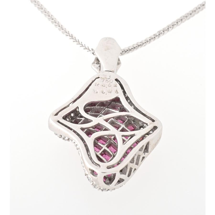 K18WG ネックレス ルビー 3.92ct / ダイヤ 0.46ct 〜45cm ミステリー