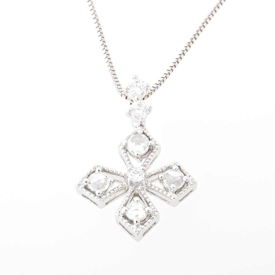 K18WG ネックレス ダイヤモンド 0.60ct 39.5cm 【中古】 商品番号 B  