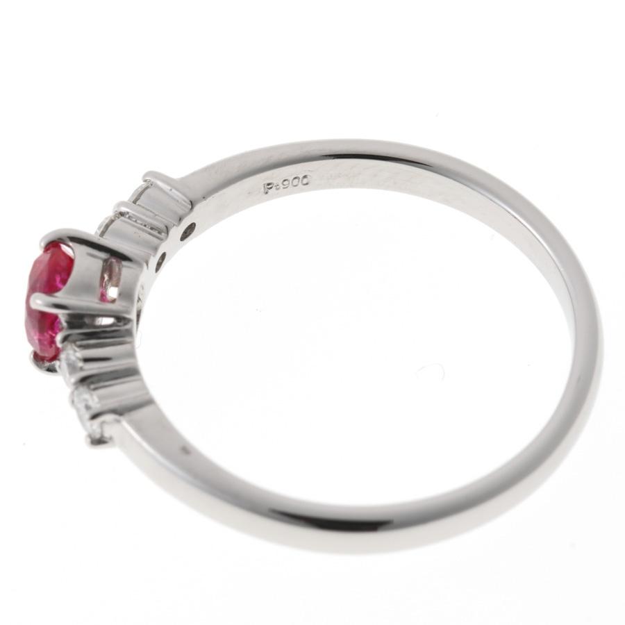 Pt900 リング ルビー 0.485ct / ダイヤモンド 0.14ct # 11.5 非加熱