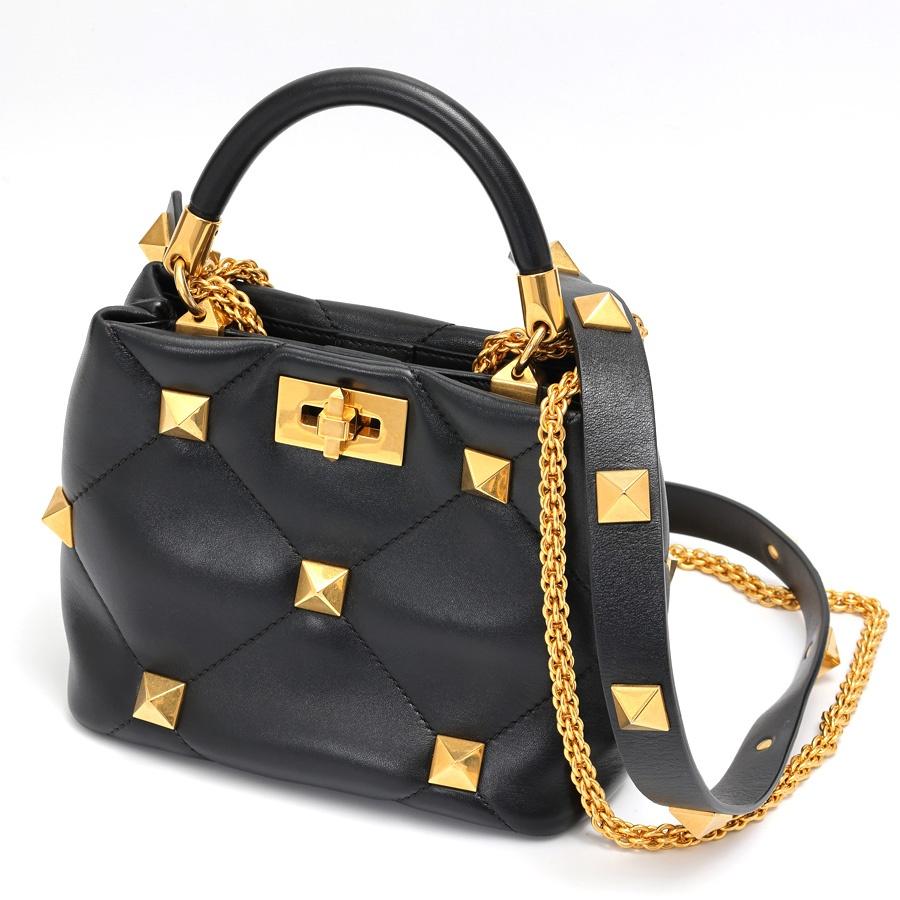 VALENTINO ヴァレンティノ　スタッズ付き ハンドバッグ ヴァレンチノロックスタッズ 2WAYバッグ ピンク ゴールド金具