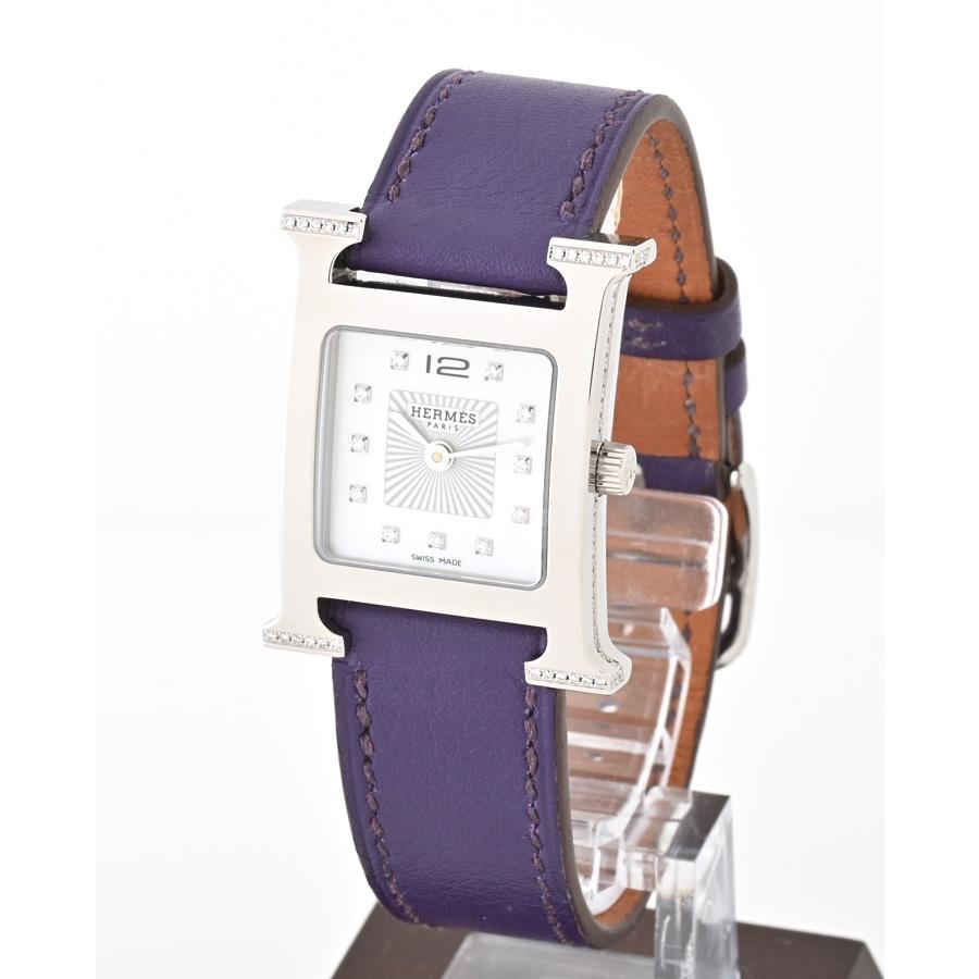 エルメス / HERMES　Ｈウォッチ PM 25mm　HH1.238　シェルホワイト　クオーツ　ラグ・ケースサイドダイヤモンド【中古】 商品番号 E-156583 H Watch エルメス / HERMES Hウォッチ PM 25mm HH1.238 シェル