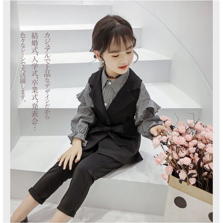 パンツスーツ 女の子 セットアップ 卒業式 入学式 キッズ フォーマル 子供 フォーマルスーツ ジュニア 入園式 七五三 上下3点セット 子供服 レイヤード 韓国 :tom11269144bf28:富福ストア 通販 新生活 女の子スーツ フォーマル 子供スーツ 女の子 ジュニア セットアップ 子供服 入園式 入学式 卒園式 卒業式 結婚式 発表会 演奏会 七五三 ズボン スカート ジャケット 2点セット チェック柄 カーキ色 上下セット フォーマルスーツ 子供用 上下 90 100 110 120 130