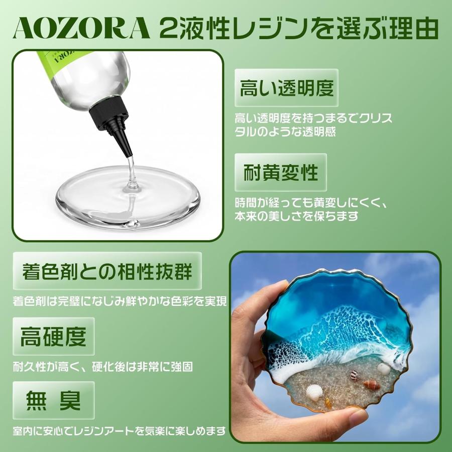 AOZORA レジン液 エポキシ樹脂 2液性レジン液 大容量 474ml×2 エポキシ