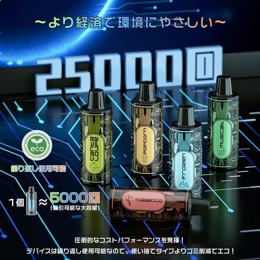 電子タバコ 使い捨て VAPE MIX2風味 約25000回吸引可能 大容量