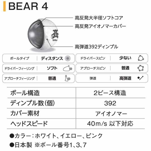 ウィルソン ベアー4 レディース ゴルフ ボール 1ダース 12ヶ入 Wilson Bear 4 カラー ホワイト イエロー ピンク Ka Bear4d とみきち 通販 Yahoo ショッピング