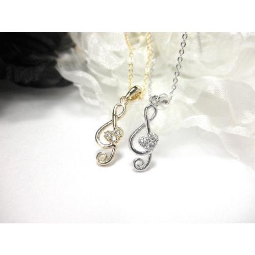 音符ペンダント ネックレス・キュービックジルコニア3石・ト音記号・Music・ミュージック N3154TOMINE 通販