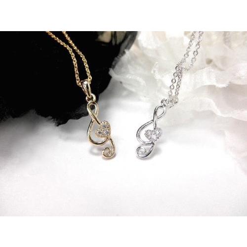 音符ペンダント ネックレス・キュービックジルコニア3石・ト音記号・Music・ミュージック N3154TOMINE 通販