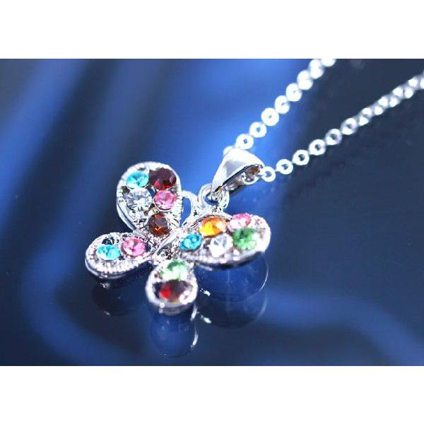 在庫限り/セット価格）大人気カラフルバタフライネックレス＆ピアス