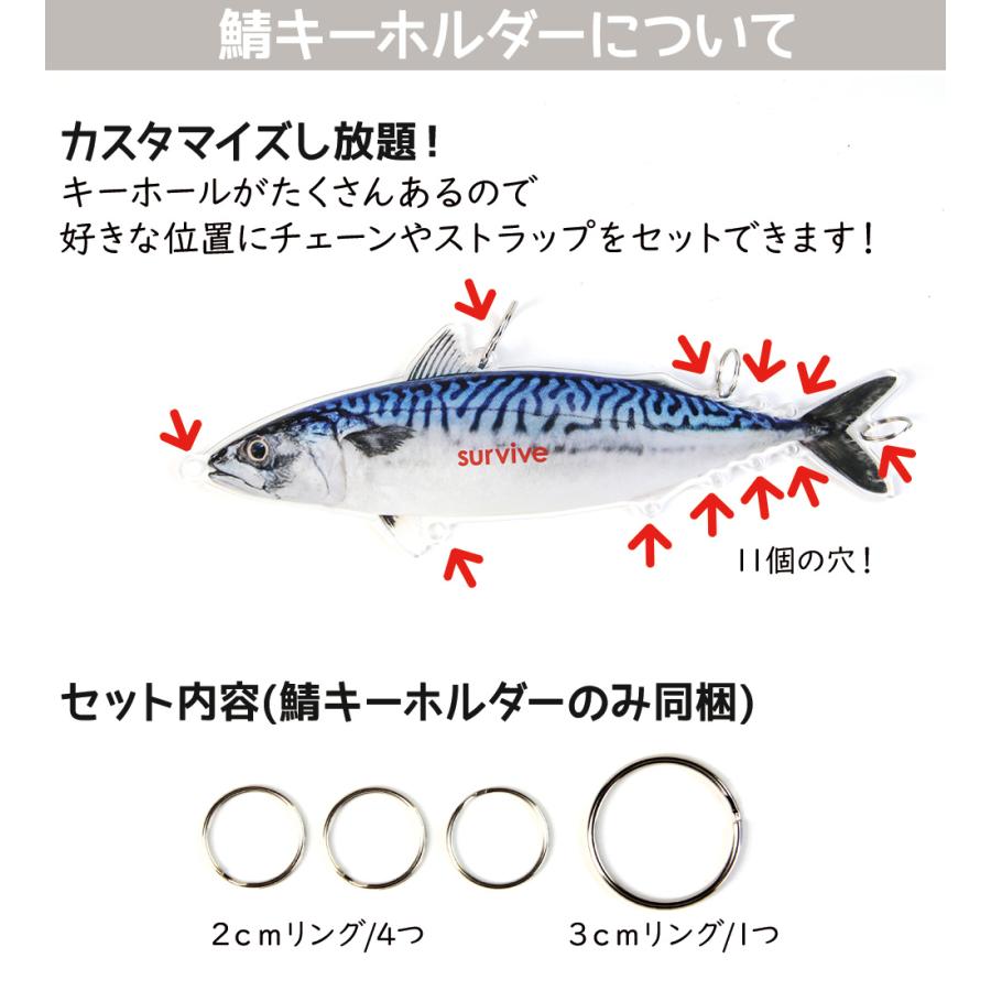 鯖 キーホルダー カラビナ アクリル アクキー 約28cm チャーム