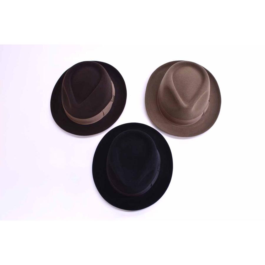 美品　フジハット　FUJI HAT 中折れ帽　グレー　kitton 兎毛　M 帽子 メンズ ハット 高級フェルトハット 兎毛 中折れハット ウール 帽
