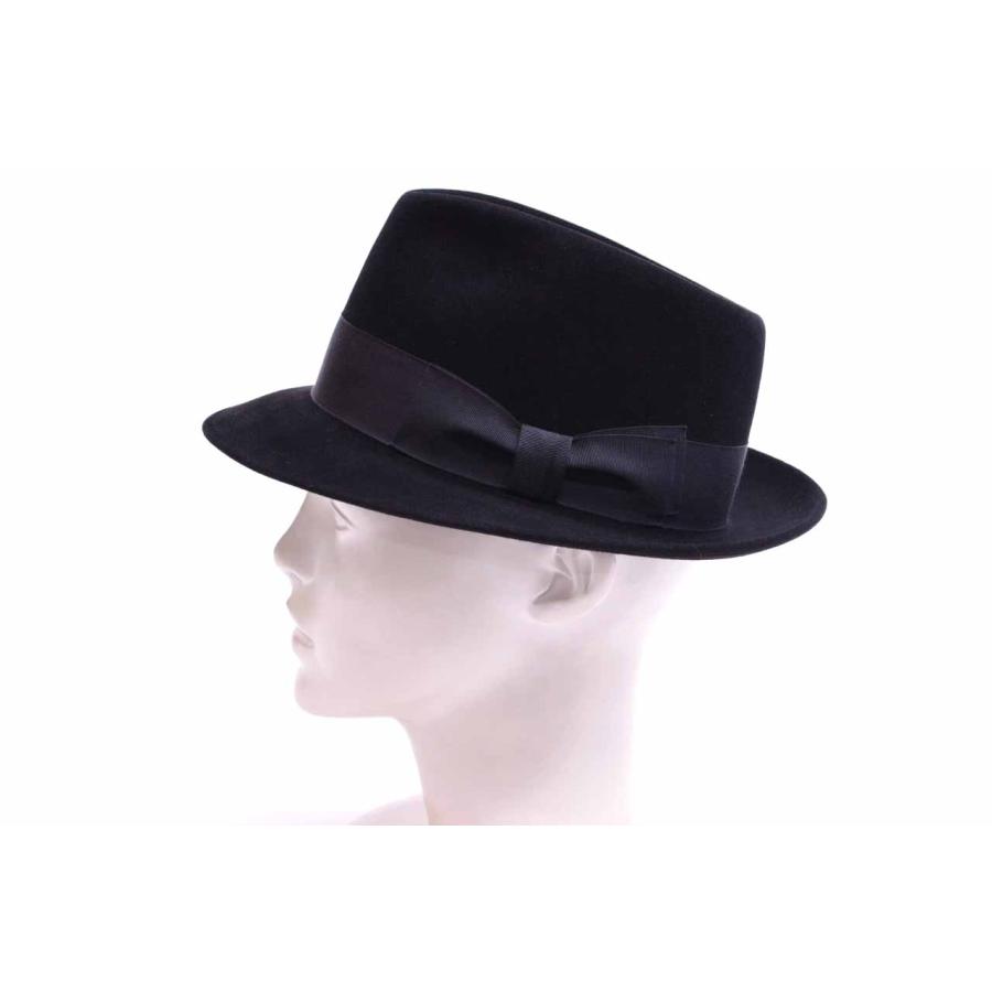 美品　フジハット　FUJI HAT 中折れ帽　グレー　kitton 兎毛　M 帽子 メンズ ハット 高級フェルトハット 兎毛 中折れハット ウール 帽