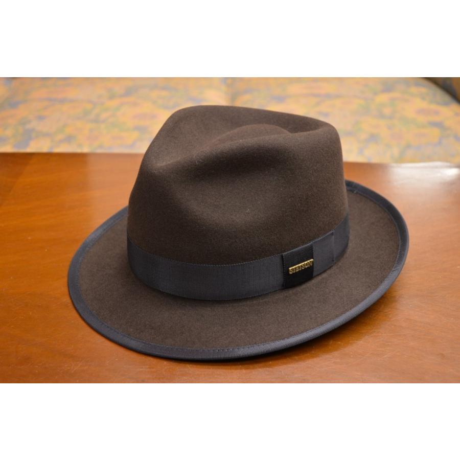 STETSON × 京都トミヤ帽子店 メンズ ハット ラビットファーフェルト 中折れ帽 URBAN つば約5.5cm 57.5 59 :
