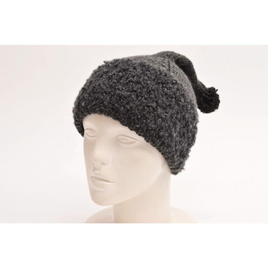 GREVI イタリア製　帽子　ウール、アルパカ混 GREVI（グレヴィ） アルパカ ミックス ウール 三角 ニット帽 ワン