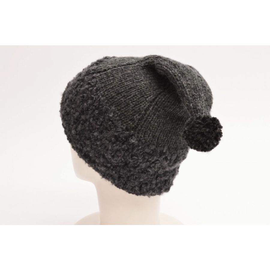 GREVI（グレヴィ） アルパカ ミックス ウール 三角 ニット帽 ワン