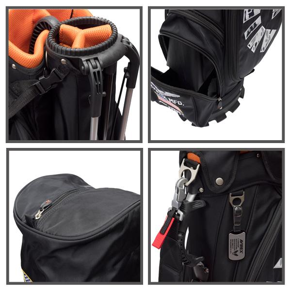 【完売品】アヴィレックス キャディバッグ ブラック ヘッドカバー セット AVIREX（アヴィレックス） AVIREX GOLF ゴルフ セルフスタンド付き